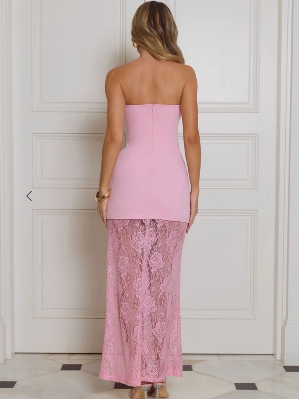 Hello Molly Strapless Pink Lace Mini Dress - Picture 4 of 4